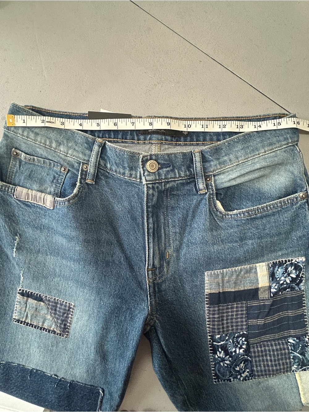 Lauren Ralph Lauren Blue Relaxed Patchwork Jeans -Sz8 - Picture 9 of 12